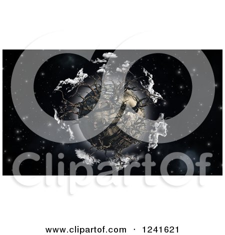 Clipart of a 3d Dead Tree Planet - Royalty Free Illustration by KJ Pargeter