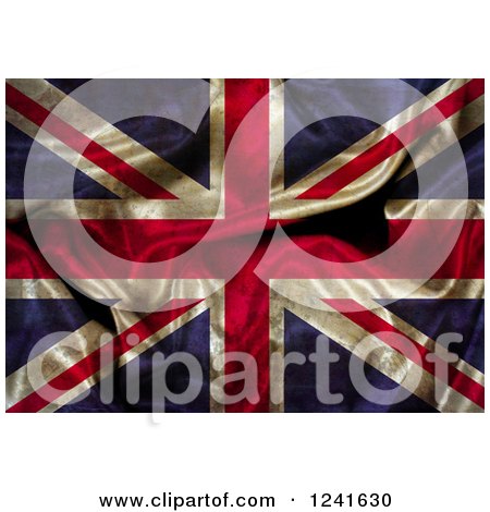 Clipart of a 3d Dark Crumpled Union Jack Flag - Royalty Free Illustration by KJ Pargeter