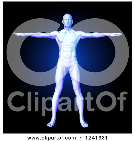 Clipart of a 3d Medical Man Standing with His Arms out - Royalty Free Illustration by KJ Pargeter