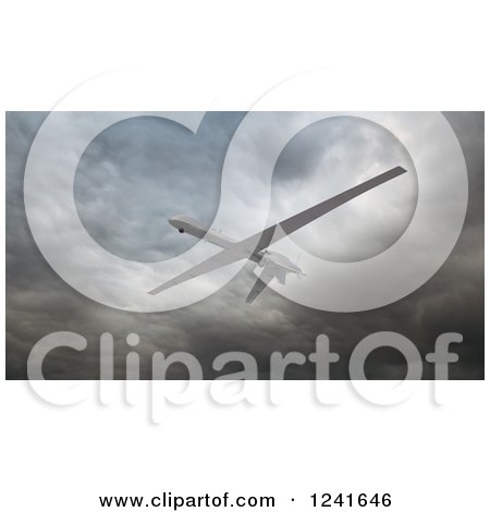 Clipart of a 3d Predator Drone Against a Stormy Sky - Royalty Free Illustration by Mopic