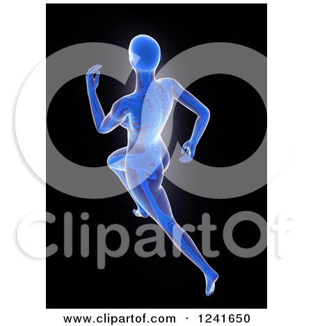 Clipart of a 3d Female Runner with Visible Skeleton - Royalty Free Illustration by Mopic