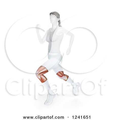 Clipart of a 3d Feale Runner with Visible Knee Tendons and Muscles - Royalty Free Illustration by Mopic