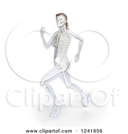 Clipart of a 3d Female Runner with Visible Skeleton - Royalty Free Illustration by Mopic