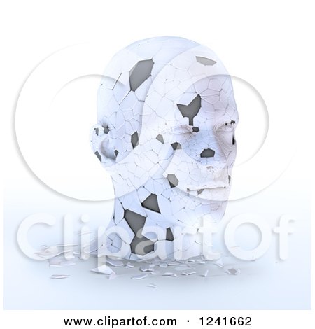 Clipart of a 3d Shattering Human Head, on White - Royalty Free Illustration by Mopic