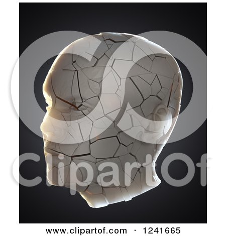 Clipart of a 3d Cracking Human Head, on Black - Royalty Free Illustration by Mopic