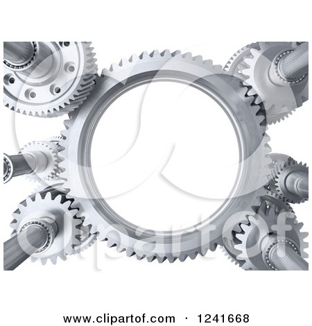 Clipart of 3d Steel Gears over White - Royalty Free Illustration by Mopic