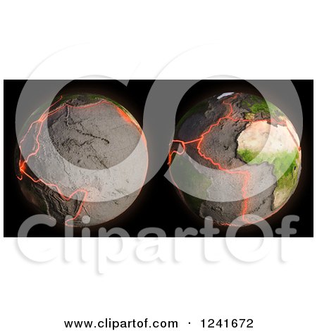 Clipart of a 3d Model of Earth's Fault Lines and Tectonic Plates - Royalty Free Illustration by Mopic