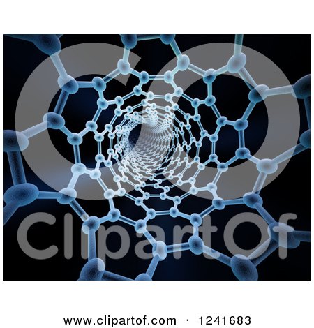 Clipart of a 3d Carbon Nanotube Structure Tunnel on Black - Royalty Free Illustration by Mopic