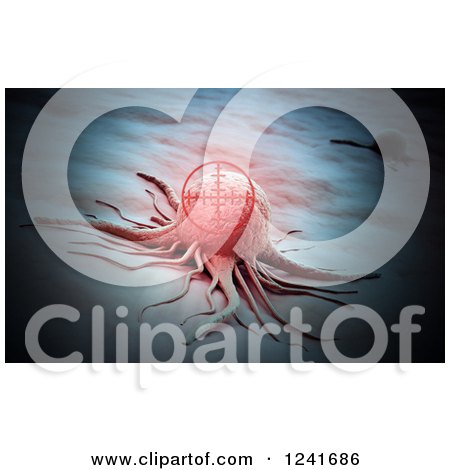 Clipart of a Crosshair over a 3d Cancer Cell - Royalty Free Illustration by Mopic