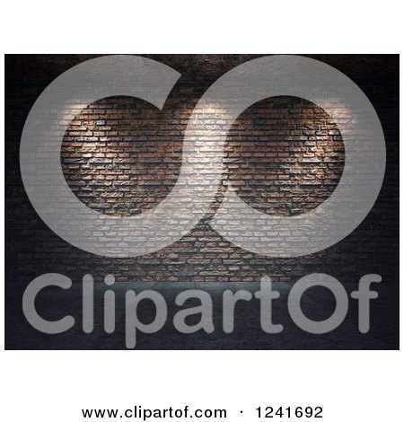 Clipart of a 3d Brick Wall with Lights Shining down - Royalty Free Illustration by Mopic