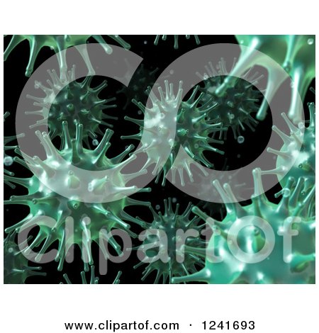 Clipart of 3d Green Viruses Attacking the Human Body - Royalty Free Illustration by Mopic