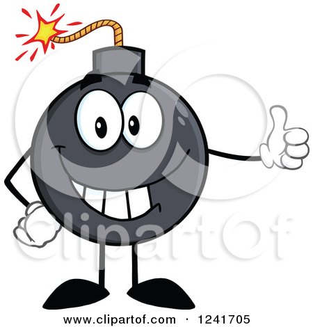 Clipart of a Happy Bomb Mascot Holding a Thumb up - Royalty Free Vector Illustration by Hit Toon
