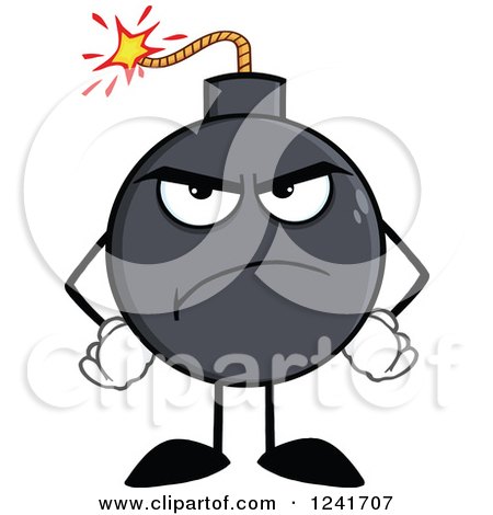 Clipart of a Mad Bomb Mascot with Hands on His Hips - Royalty Free Vector Illustration by Hit Toon