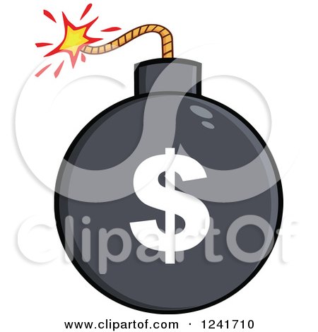 Clipart of a Lit Dollar Symbol Bomb - Royalty Free Vector Illustration by Hit Toon