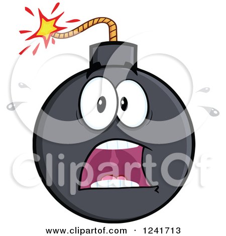 Clipart of a Screaming Scared Bomb Mascot - Royalty Free Vector Illustration by Hit Toon