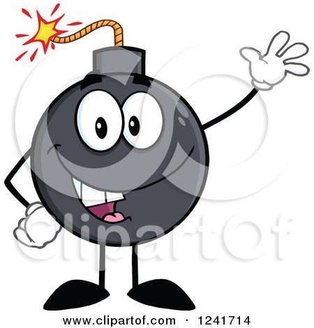 Clipart of a Happy Bomb Mascot Waving - Royalty Free Vector Illustration by Hit Toon