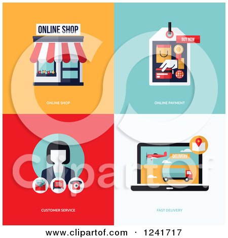 Clipart of Online Business and Store Icons - Royalty Free Vector Illustration by elena