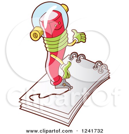 Clipart of a Pen Writing on a Notebook - Royalty Free Vector Illustration by YUHAIZAN YUNUS