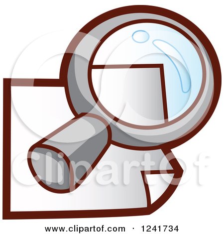 Clipart of a Magnifying Glass Searching a Document - Royalty Free Vector Illustration by YUHAIZAN YUNUS