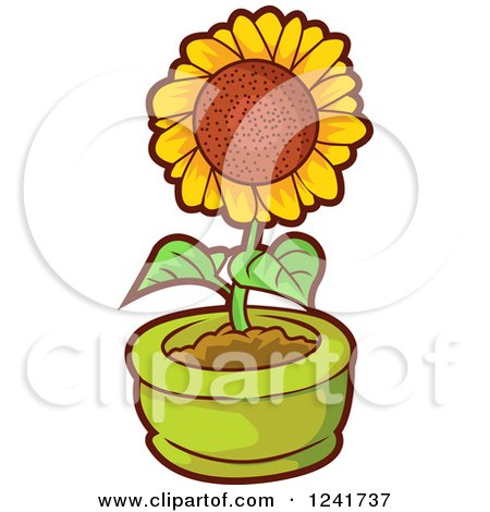 Clipart of a Potted Sunflower - Royalty Free Vector Illustration by YUHAIZAN YUNUS
