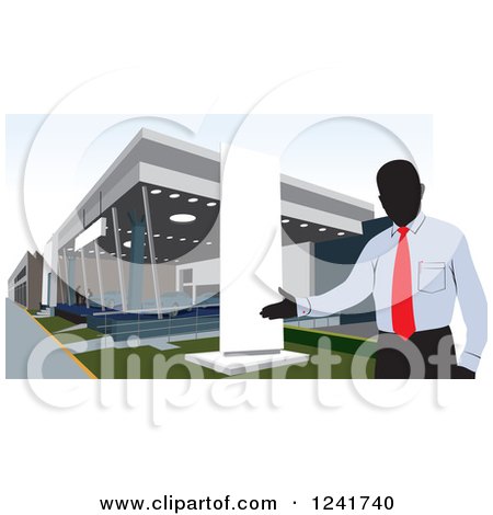 Clipart of a Manager at a Car Dealership - Royalty Free Vector Illustration by David Rey
