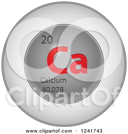 Clipart of a 3d Round Red and Silver Calcium Chemical Element Icon - Royalty Free Vector Illustration by Andrei Marincas