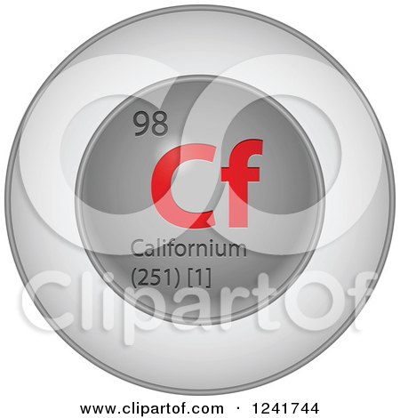 Clipart of a 3d Round Red and Silver Californium Chemical Element Icon - Royalty Free Vector Illustration by Andrei Marincas