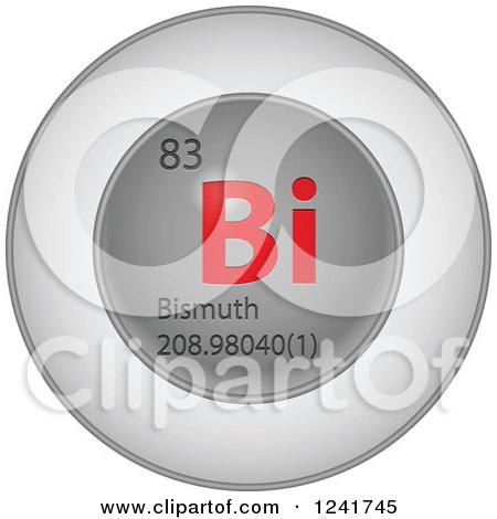 Clipart of a 3d Round Red and Silver Bismuth Chemical Element Icon - Royalty Free Vector Illustration by Andrei Marincas