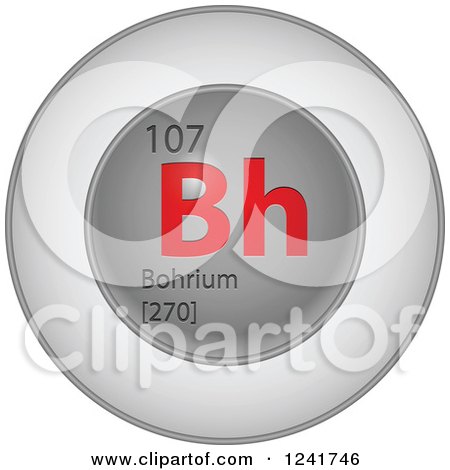 Clipart of a 3d Round Red and Silver Bohrium Chemical Element Icon - Royalty Free Vector Illustration by Andrei Marincas