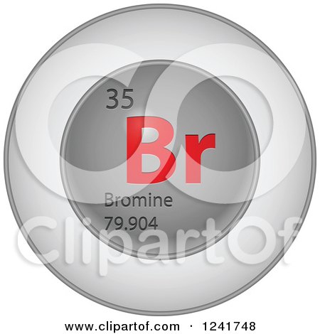 Clipart of a 3d Round Red and Silver Bromine Chemical Element Icon - Royalty Free Vector Illustration by Andrei Marincas