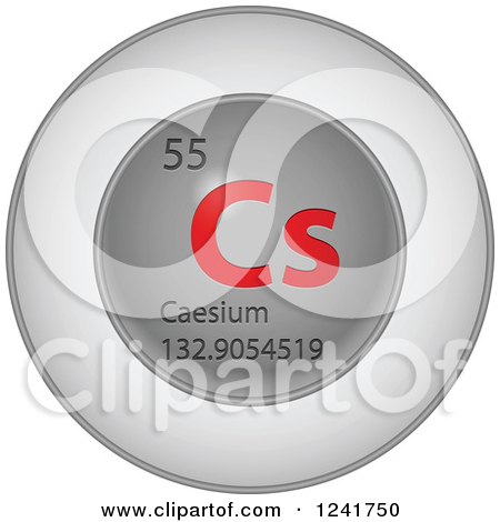 Clipart of a 3d Round Red and Silver Caesium Chemical Element Icon - Royalty Free Vector Illustration by Andrei Marincas