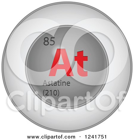 Clipart of a 3d Round Red and Silver Astatine Chemical Element Icon - Royalty Free Vector Illustration by Andrei Marincas