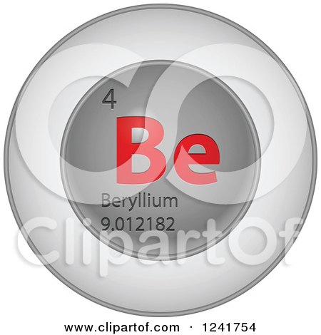 Clipart of a 3d Round Red and Silver Beryllium Chemical Element Icon - Royalty Free Vector Illustration by Andrei Marincas