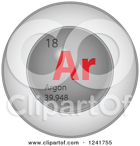 Clipart of a 3d Round Red and Silver Argon Chemical Element Icon - Royalty Free Vector Illustration by Andrei Marincas