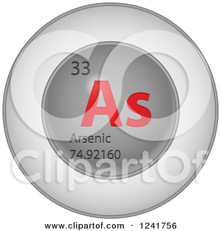 Clipart of a 3d Round Red and Silver Arsenic Chemical Element Icon - Royalty Free Vector Illustration by Andrei Marincas