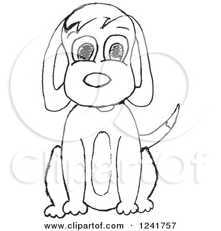 Clipart of a Black and White Sketched Dog - Royalty Free Vector Illustration by Andrei Marincas