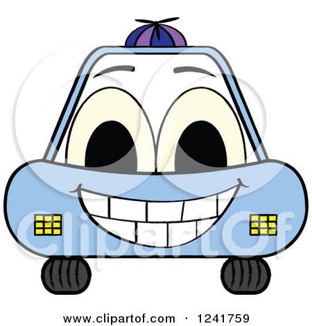 Clipart of a Happy Blue Boy Car - Royalty Free Vector Illustration by Andrei Marincas