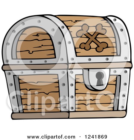 Clipart of a Wooden Pirate Treasure Chest - Royalty Free Vector Illustration by visekart