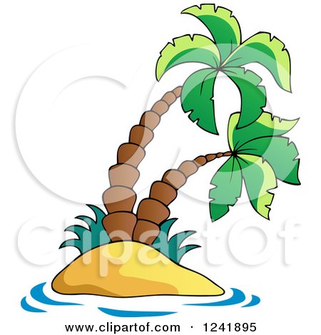 Clipart of a Small Tropical Island with Palm Trees - Royalty Free Vector Illustration by visekart