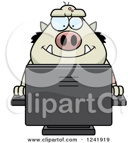 Clipart of a Chubby Happy Troll Online - Royalty Free Vector Illustration by Cory Thoman