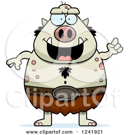 Clipart of a Chubby Troll with an Idea - Royalty Free Vector Illustration by Cory Thoman