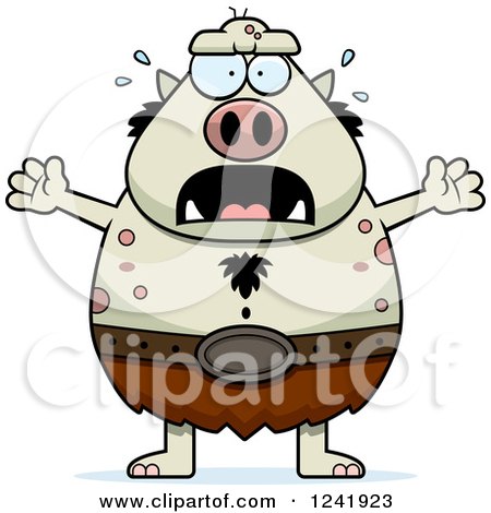 Clipart of a Scared Screaming Chubby Troll - Royalty Free Vector Illustration by Cory Thoman