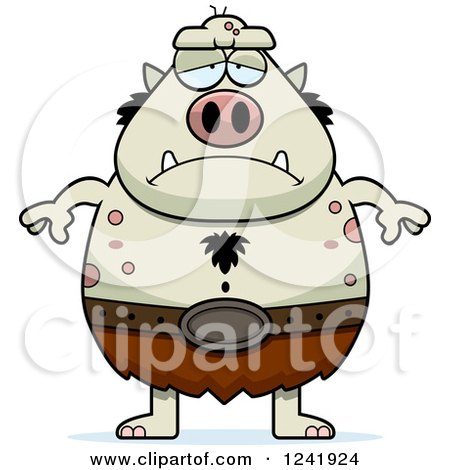 Clipart of a Depressed Sad Chubby Troll - Royalty Free Vector Illustration by Cory Thoman