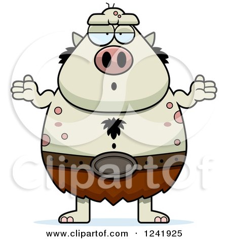 Clipart of a Careless Shrugging Chubby Troll - Royalty Free Vector Illustration by Cory Thoman