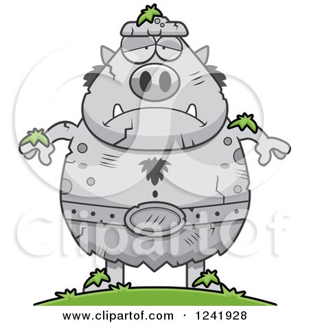 Clipart of a Stone Chubby Troll Statue - Royalty Free Vector Illustration by Cory Thoman
