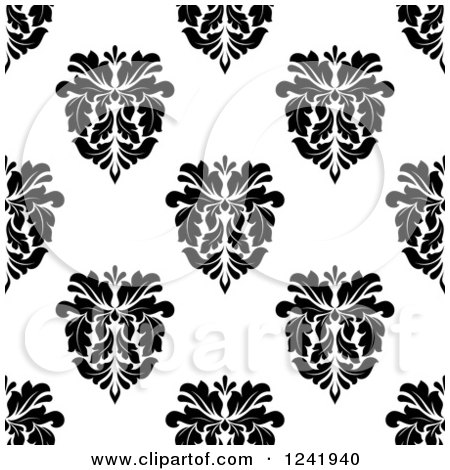 Clipart of a Seamless Black and White Damask Background Pattern 32 - Royalty Free Vector Illustration by Vector Tradition SM