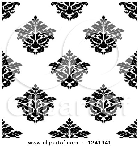 Clipart of a Seamless Black and White Damask Background Pattern 30 - Royalty Free Vector Illustration by Vector Tradition SM