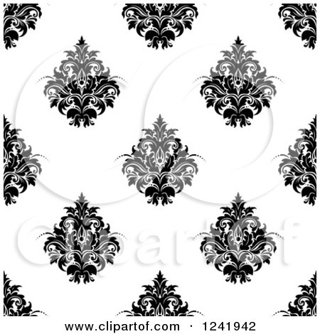 Clipart of a Seamless Black and White Damask Background Pattern 35 - Royalty Free Vector Illustration by Vector Tradition SM