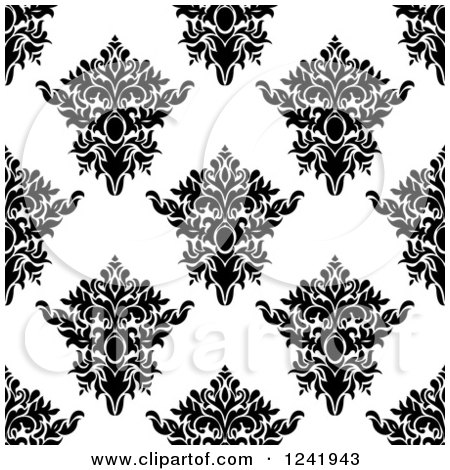 Clipart of a Seamless Black and White Damask Background Pattern 34 - Royalty Free Vector Illustration by Vector Tradition SM