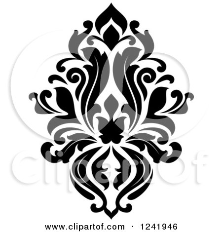 Clipart of a Black and White Arabesque Damask Design 17 - Royalty Free Vector Illustration by Vector Tradition SM
